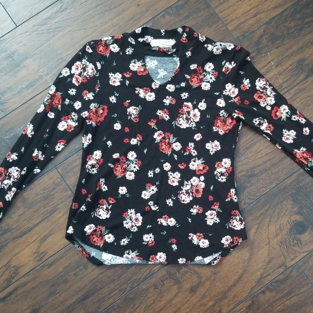Girls Long Sleeve Floral Shirt